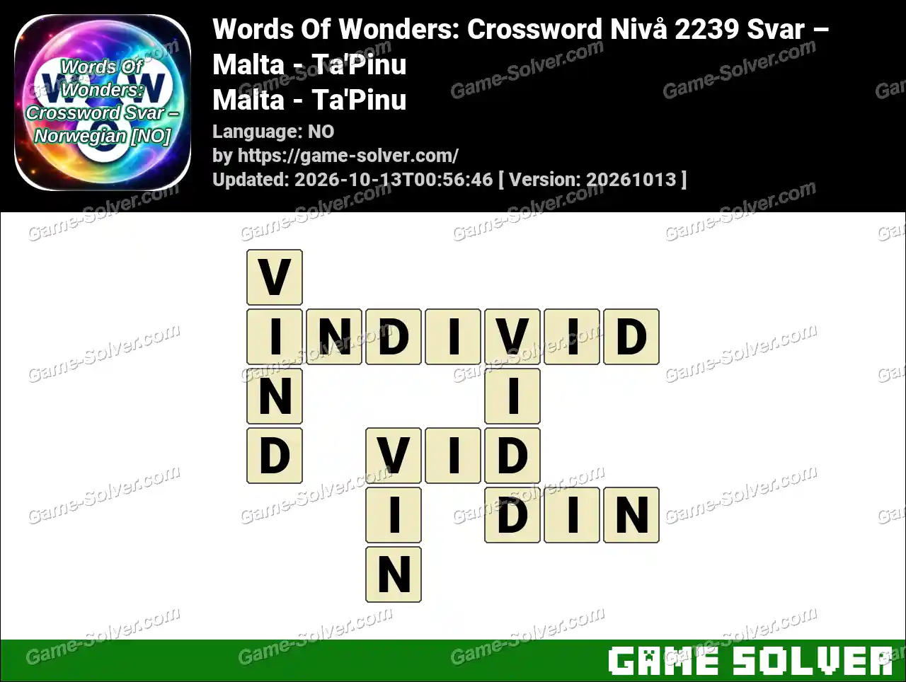 Words Of Wonders: Crossword Nivå 2239 Svar – Malta – Ta’Pinu